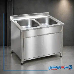 سینک دو لگنه کابینت دار